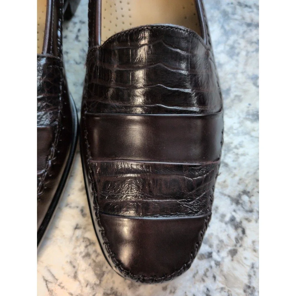 Giorgio Brutini Genuine Embossed Leather Loafers Brazil Mens Size 13D Burgundy